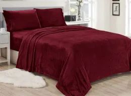 12 Wholesale Lavana Soft Brushed Microplush Bed Sheet Set Twin Size In Burgandy