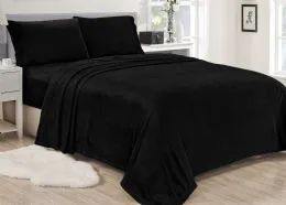 12 Bulk Lavana Soft Brushed Microplush Bed Sheet Set Twin Size In Black