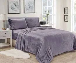 12 Wholesale Lavana Soft Brushed Microplush Bed Sheet Set Twin Size In Lavender
