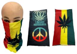 12 Wholesale Marijuana Style Headgear Gaiter Buff Assorted Styles