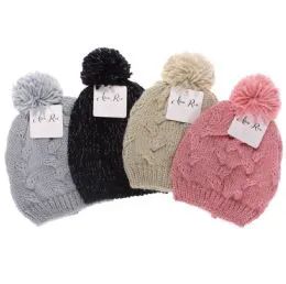 12 Pieces Alexa Rose Girls Cable Hat With Lurex And Pom Assorted - Junior / Kids Winter Hats