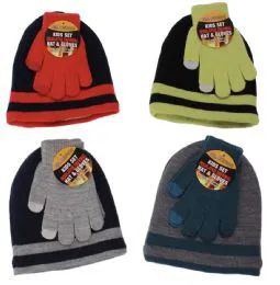 12 Pieces Polar Extreme Heat Boys Hat Glove Set - Junior / Kids Winter Hats