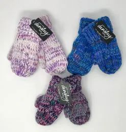 12 Wholesale Girls Chunky Knit Mittens