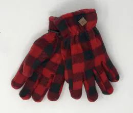 12 Wholesale Kids Sherpa Buffalo Plaid Fleece Gloves