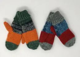 12 Pieces Boys Patched Cuffed Knit Mittens Assorted - Junior / Kids Winter Hats