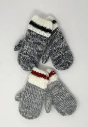 24 Wholesale Toddler Sherpa Lined Cuffed Knit Mittens