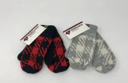 24 Pieces Kids Knit Buffalo Plaid Mittens - Kids Winter Gloves