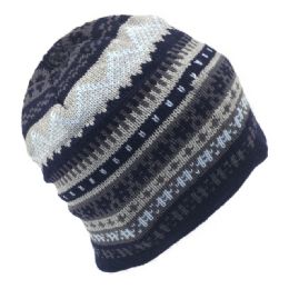 36 Pieces Mens Fairisle Thick Stitch Winter Cap - Winter Beanie Hats