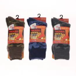 24 Wholesale Mens Polar Extreme Heat Camo Thermal Socks