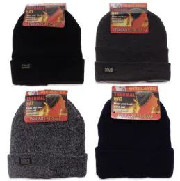 24 Wholesale Polar Extreme Heat Mens Knit Cuffed Hat