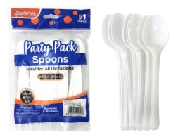 72 of Plastic Spoon 51 Piece Pack White
