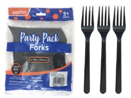 72 Wholesale Plastic Fork 51 Piece Pack Black