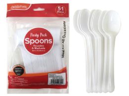72 Pieces Plastic Spoon 51 Piece Pack White Color - Plastic Tableware