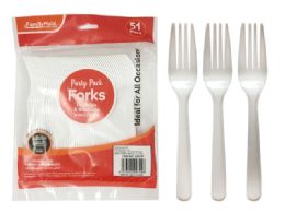 72 Pieces Plastic Fork 51 Piece Pack White Color - Plastic Tableware