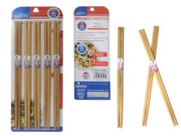 96 Wholesale 5 Pair Printed Bamboo Chopsticks