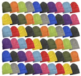 60 Pieces Yacht & Smith Unisex Assorted Neon Bright Colors Winter Warm Beanie Hats - Winter Beanie Hats