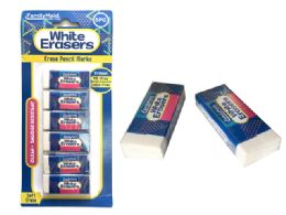 144 Wholesale Erasers 6 Piece Set In White Color