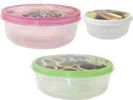 48 Pieces Food Container 11dia X3.5"3asst Design - Food Storage Containers