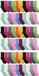 60 Wholesale Yacht & Smith Womens Neon And Pastel Color Crew Socks Size 9-11