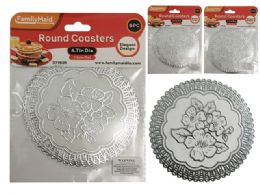 144 Wholesale 6 Piece Round Coasters In Silver