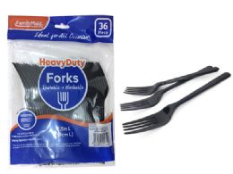 48 Units of Fork 36 Piece Black Color - Disposable Cutlery