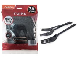 72 Pieces Plastic Fork Black Color - Party Paper Goods