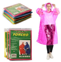 200 of Yacht & Smith Unisex One Size Reusable Rain Poncho Assorted Colors 60g Peva
