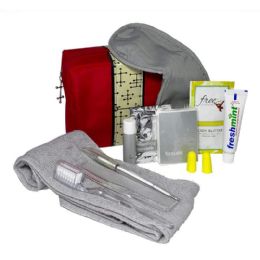 Bulk Small Red Bag Personal Essential Travel Kit 11 Piece Kit