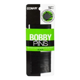 46 Pieces Conair Curved Black Bobby Pins Card Of 70 - Hygiene Gear