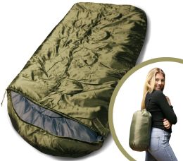 Bulk Camping Lightweight Sleeping Bag 3 Season Warm & Cool Weather Olive Green