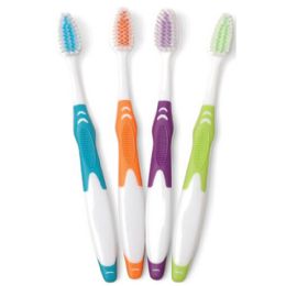 144 Wholesale Freshmint Adult Rubber Handle Nylon Toothbrush