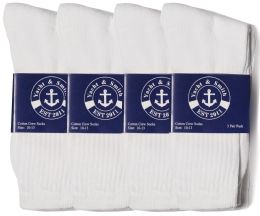 48 Wholesale Yacht & Smith Men's Cotton Terry Cushion Athletic White Crew Socks