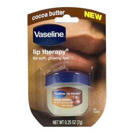 48 Wholesale Travel Size Vaseline Lip Therapy Vaseline Lip Therapy Cocoa Butter 0.25 Oz. Jar