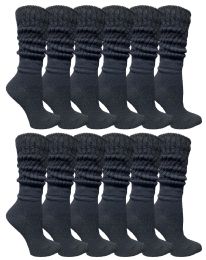 Wholesale Yacht & Smith Slouch Socks For Women, Solid Black Size 9-11 - Womens Crew Sock	
