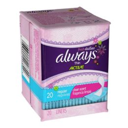 24 Wholesale Thin Active Scented Liners Travel Size Pack Of 20