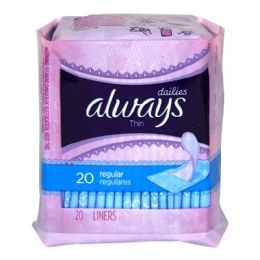48 Wholesale Always Thin Liners Travel Size Pack Of 20