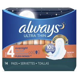 24 Pieces Always Ultra Thin Overnight Pads With Flexi Wings Pack Of 14 - Hygiene Gear