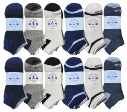 60 Pairs Yacht & Smith Men's Wholesale Shoe Liner Training Socks, No Show, Thin Low Cut Sport Ankle Bulk Socks, 10-13 Assorted Prints - Mens Ankle Sock