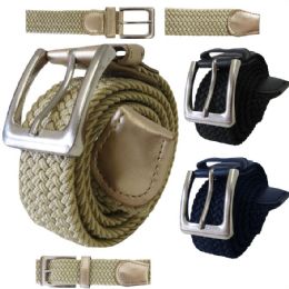 48 Pieces Elastic Stretch Belt Assorted Colors - Mens Belts