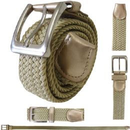 48 Pieces Elastic Stretch Belt Beige - Mens Belts
