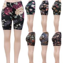 48 Wholesale Women's Assorted Print Bike Shorts In Butter Soft Material