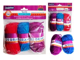 96 Pieces 3 Pc Yarn In Assorted Colors - Rope and Twine