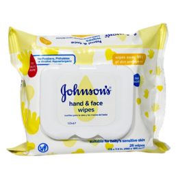 24 Wholesale Face Wipes Johnson's Hand Face Wipes Pack Of 25