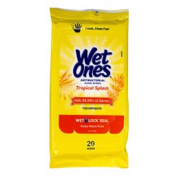 80 Pieces Wet Ones Tropical Splash Antibacterial Wipes Pack Of 20 - Hygiene Gear
