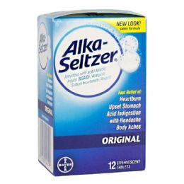 6 Bulk Travel Size AlkA-Seltzer Antacid Pain Relief - Box Of 12