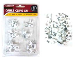 96 Units of 30pc Round Cable Clips White - Drills and Bits