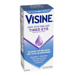 12 Pieces Travel Size Tired Eye - Visine Tired Eye Lubricant Drops 0.5 Oz. - First Aid Gear
