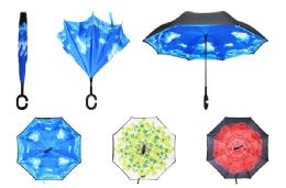 12 Wholesale Assorted Inverted Dual Layer Umbrella