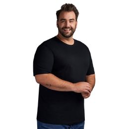 Mens Plus Size Cotton Short Sleeve T Shirts Solid Black Size 3xl
