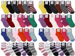 Yacht & Smith Women's Striped Assorted Colors Warm & Cozy Fuzzy Sock